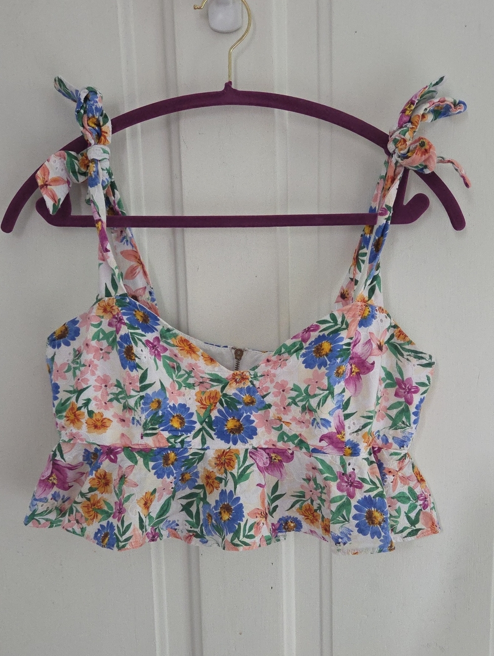 ELA Floral Ruffled Crop Top